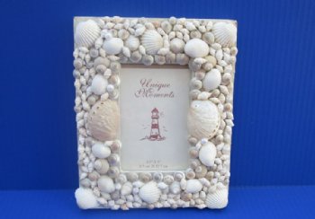 6 by 8 White Seashell Picture Frame for 3-1/2 x 5 inches Photos - $12.99 each;  3 @ $9.99 each