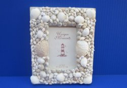 6 by 8 White Seashell Picture Frames <font color=red> Wholesale</font>  for 3-1/2 x 5 inches Photos - 15 @ $6.25 each