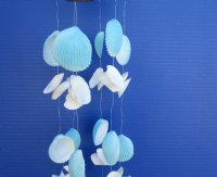 16-1/2 inches long Blue and White Clam Shell Windchime with Coconut Top - 6 @ $3.40 each