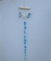29 inches Hanging Blue Sea Glass Wall Decor Decorated with a White Resin Starfish and Tiny Glass Bottles  - Pack of 3 @ $5.00 each; Pack of 12 @ $3.50 each
