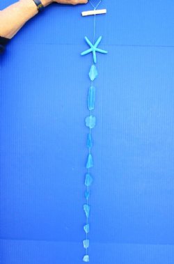 34 inches long Blue Starfish with Sea Glass Hanging Wall Decor in Bulk  - 12 @ $3.20 each; 24 @ $2.88 each