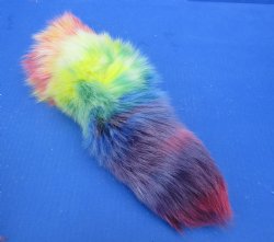 Dyed Rainbow Colored Fox Tail with Silver Colored Lobster Clasp Chain, 15 to 18 inches -  $23.99 each