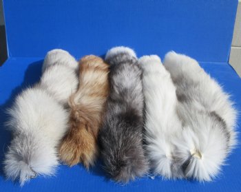 Extra Large Dyed Indigo Fox Tail Key Chain for Sale, 21 to 25 inches - $26.99 each