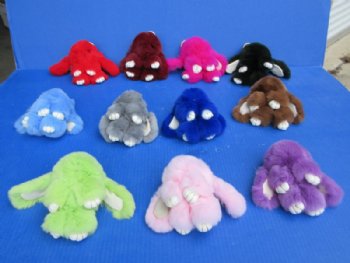 Wholesale  Authentic Dyed Rabbit Fur Bunny Keychains (Assorted Colors) - 12 @ $8.75