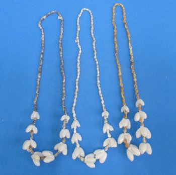 36 inches Brown and White Seashell Leis with Bubble Shells - $15.00 a dozen; 3 @ $13.45 a dozen 