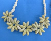 18 inches Nassarius Shells with 5 Cowrie Shell Flowers Seashell Necklaces  - Pack of 1 dozen @ $14.40 a dozen ;  Pack of 3 dozen @ $13.45 a dozen