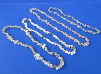 26 to 30 inches Gray, White and Pink Real Umbonium Seashell Leis Necklaces, accented with Tiny White Clam Shells in Bulk Pack of 12 @ .83 each