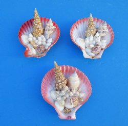 Colorful Pecten Nobilis Shell Magnet Decorated With Tiny Seashells - 10 @ $1.60 each; 30 @ $1.44 each