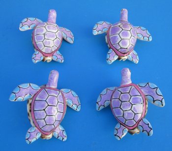 Painted Purple, Pink and Blue Tiger Cowrie Turtle Magnets <font color=red> Wholesale</font> - 40 @ $2.35 each