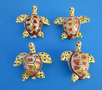 Painted Yellow Tiger Cowry Turtle Magnets <font color=red> Wholesale</font> - 40 @ $2.35 each