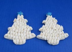 4 inches White Seashell Christmas Tree Magnets with Blue Starfish Star  - 10 @ $2.40 each