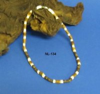 18 inches White Puka Shells with Brown and Tan Coconut Beads Necklaces for Sale - Pack of 12 @ $1.95 each