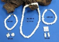 <font color=red> Wholesale</font> White Puka Shell Necklaces, White Clam Chip Necklaces in Bulk - Size 18 inches - 60 @ $1.53 each; Size 20 inches - 60 @ $1.70 each 