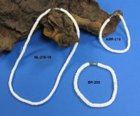 18 and 20 inches<font color=red> Wholesale</font> White Clam Shell Necklaces, White Puka Shell Necklaces or Sale in Bulk - Packed 5 dozen - 18 inches @ $22.68 a  dozen; - 20 inches @  $24.84 a dozen