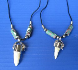 Genuine Alligator Tooth with Camouflage Beads Necklaces <font color=red> Wholesale </font>.  20 inches - 24 @ $4.50 each