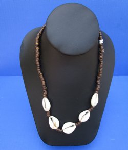 18 inches Brown Coconut With Cowrie Shells Necklaces - 12 @ $1.45 each