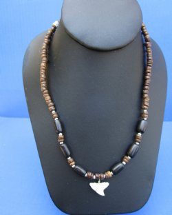18 inches Brown and Black Coconut Shark Tooth Necklaces <font color=red> Wholesale</font> - 60 @ $2.25 each