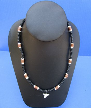 18 inches Shark's Tooth Necklaces with Black and Brown Beads <font color=red> Wholesale</font> 60 @ $2.25 each