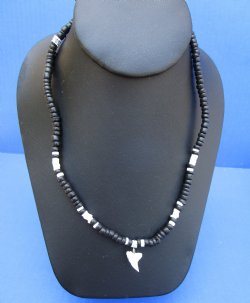 Black and White Shark Tooth Necklaces 18 inches <FONT COLOR=RED> Wholesale</font> - 5 dozen @ $27.00 a dozen