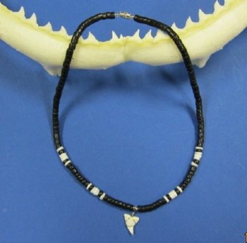 Black and White Shark Tooth Necklaces 18 inches <FONT COLOR=RED> Wholesale</font> - 5 dozen @ $27.00 a dozen