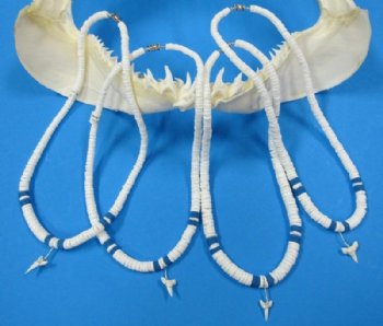 White Puka Shell Shark's Tooth Necklaces 18 inches - 12 @ $5.00 each