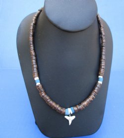 18 inches Shark Tooth Necklaces with Brown and Blue Beads - 12 @ $4.35 each