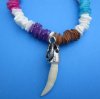 Real Alligator Tooth Necklace on Multi Colored Seashell Square Beads -  <font color=red>$9.99 each</font> Plus $5.50 1st Class Mail 