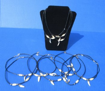Wholesale Authentic Alligator Tooth Necklaces with Cream Beads (18") - 48 @ $3.35 each