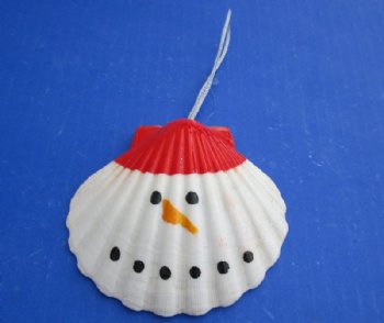 4 inches White Scallop Shell Snowman Christmas Ornaments - 12 @ $2.00 each