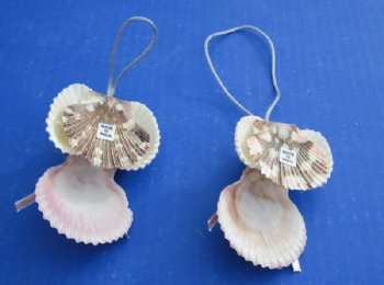 3 inches Pecten Nobilis Shell Angel Ornaments with Silver Bow - 12 @ $2.00 each