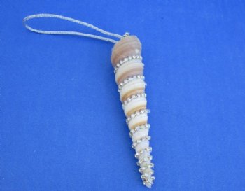Turritella Shell with Crystal Rhinestone Christmas Ornaments - 12 @ $1.60 each