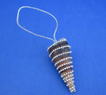 Telescopium Auger Shell with Crystal Rhinestones Christmas Ornaments - 12 @ $1.45 each.