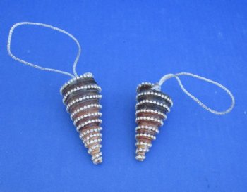 Telescopium Auger Shell with Crystal Rhinestones Christmas Ornaments - 12 @ $1.45 each.