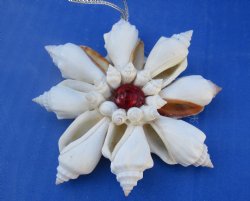 3-1/2 inches White Seashell Flower Ornaments - 12 @ $1.70 each