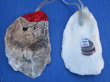 Painted Oyster Shell Pirate Ornaments - 10 @ $1.44 each