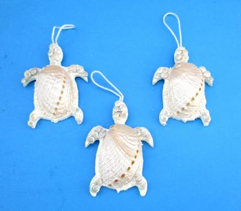 Pearl Abalone Shell Turtle Beach Christmas Ornaments, 4 by 2-3/4 inches - 10 @ $2.60 each