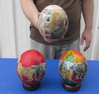 Wholesale African Animals Decoupage Ostrich Eggs  - 2 @ $48 each; 4 @ $43 each