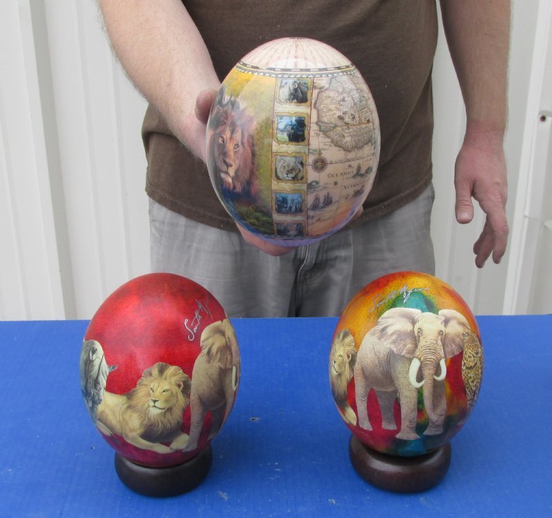 Wholesale African Animals Decoupage Ostrich Eggs