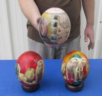 African Animals Decoupage Ostrich Eggs <font color=red> Wholesale</font> - Case: 3 @ $35.00 each