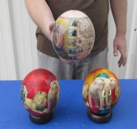Wholesale African Animals Decoupage Ostrich Eggs  - 2 @ $48 each; 4 @ $43 each