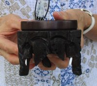 3 inches tall Wooden Carved Elephant Ostrich Egg Stand - $24.99