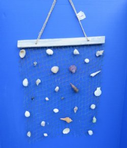 16 by 21 inches Hanging Fish Net Wall Decor with Tiny and Small Shells