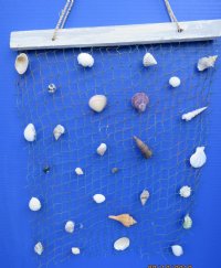 16 by 21 inches Hanging Fish Net Wall Decor with Tiny and Small Shells - 5 @ $4.75 each