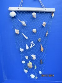 24 inches long Hanging Decorative Fish Net with Natural Seashells - 5 @ $4.75 each