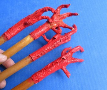 19 inches Painted Red Chicken Foot Back Scratcher - 2 @ $12. each