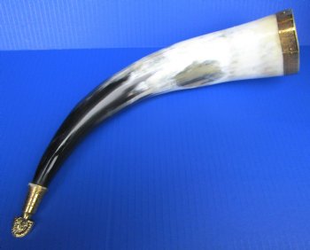 Decorative Drinking Horn with Embossed Brass Trim, and Rod Iron Stands <FONT COLOR=RED> Wholesale</font> (15-18) - 8 @ $13.25 each