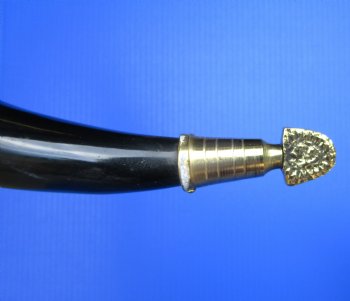 Decorative Drinking Horn with Embossed Brass Trim, and Rod Iron Stands <FONT COLOR=RED> Wholesale</font> (15-18) - 8 @ $13.25 each