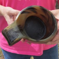 16 ounces Rustic Half Carved, Half Buffed Buffalo Horn Beer Mugs <font color=red> Wholesale</font> 6 inches - 8 @ $20.70 each