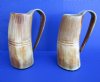 8 inches <font color=red> Wholesale</font> Half Carved, Half Buffed Buffalo Carved Horn Beer Mugs with a rustic look - Case of 3 @ $32.00 each; Case of 6 @ $28.00 each