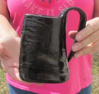 16 ounces Water Buffalo Horn Beer Mug for Sale, Semi Polished with Natural Ridges, 6 inches tall -  $34.99 each; 2 @ $29.60 each